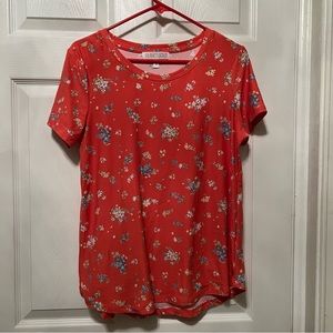 Planet gold red soft t shirt Large